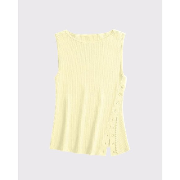 Women's Viscose Blend Sweater Vest Size M Boat Neck Side Split Trendy - Picture 6 of 6